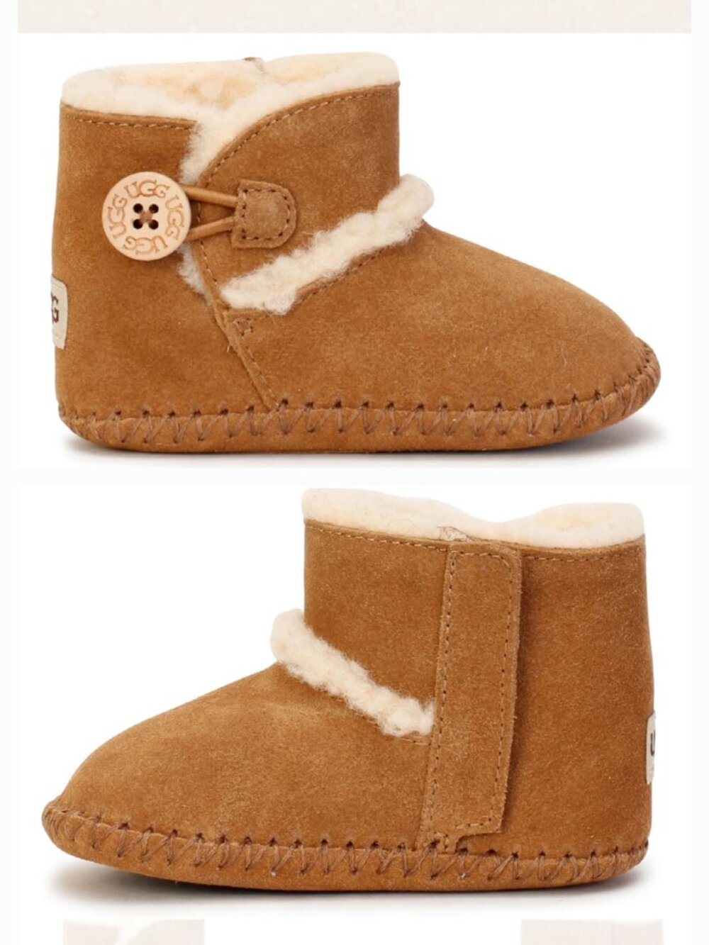 NWOT Brand New Uggs Lemmy II Baby Boots In Camel Brown Velcro & Button Size 2/3